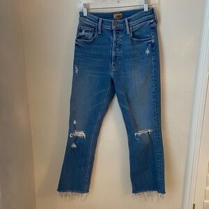 MOTHER The Tripper Ankle Fray Jeans Play Like A Pirate High Rise Distressed Raw